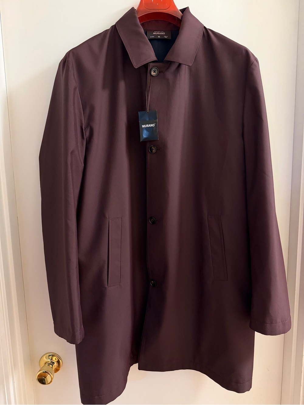 NWOT Murano Reversible Trench Car Coat XL Burgundy Navy Quiet Luxury Sleek